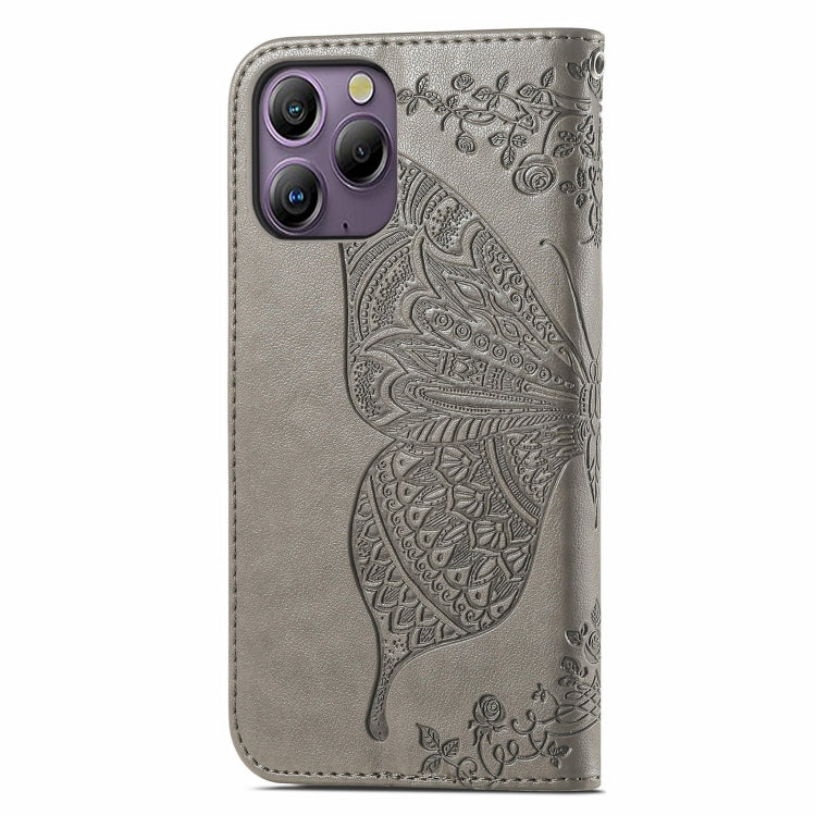 For Blackview A96 Butterfly Love Flower Embossed Leather Phone Case(Gray) - More Brand by PMC Jewellery | Online Shopping South Africa | PMC Jewellery