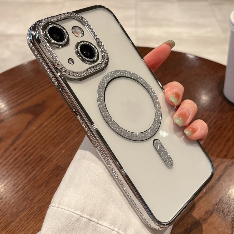 For iPhone 15 Diamond Gradient Plated MagSafe TPU Phone Case(Silver) - iPhone 15 Cases by PMC TechLife | Online Shopping South Africa | PMC TechLife