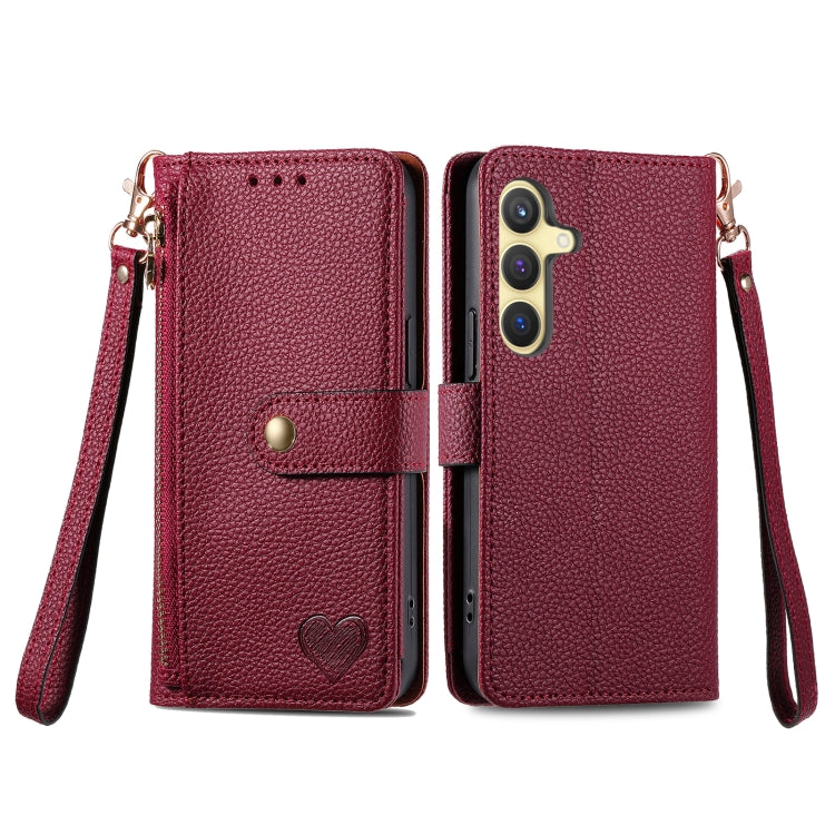 For Samsung Galaxy S24 5G Love Zipper Lanyard Leather Phone Case(Red) - Galaxy S24 5G Cases by PMC Jewellery | Online Shopping South Africa | PMC Jewellery | Buy Now Pay Later Mobicred