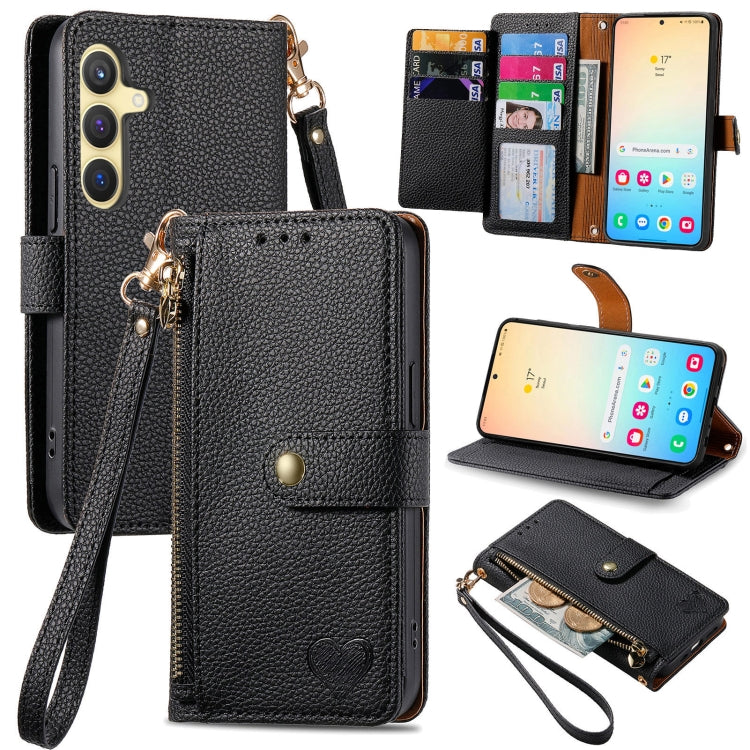 For Samsung Galaxy S24+ 5G Love Zipper Lanyard Leather Phone Case(Black) - Galaxy S24+ 5G Cases by PMC Jewellery | Online Shopping South Africa | PMC Jewellery | Buy Now Pay Later Mobicred