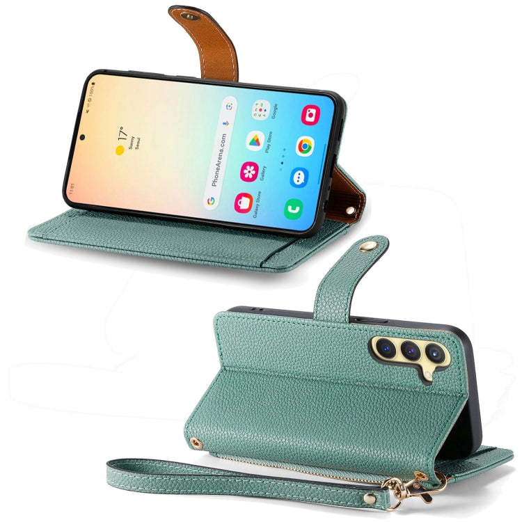 For Samsung Galaxy S24+ 5G Love Zipper Lanyard Leather Phone Case(Green) - Galaxy S24+ 5G Cases by PMC Jewellery | Online Shopping South Africa | PMC Jewellery | Buy Now Pay Later Mobicred