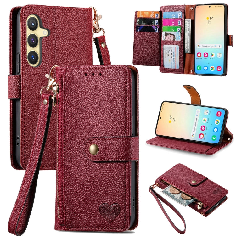 For Samsung Galaxy S24+ 5G Love Zipper Lanyard Leather Phone Case(Red) - Galaxy S24+ 5G Cases by PMC Jewellery | Online Shopping South Africa | PMC Jewellery | Buy Now Pay Later Mobicred