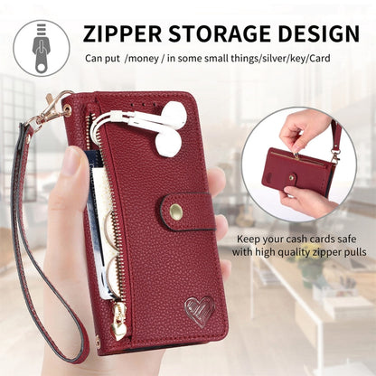 For Samsung Galaxy S24 5G Love Zipper Lanyard Leather Phone Case(Red) - Galaxy S24 5G Cases by PMC Jewellery | Online Shopping South Africa | PMC Jewellery | Buy Now Pay Later Mobicred