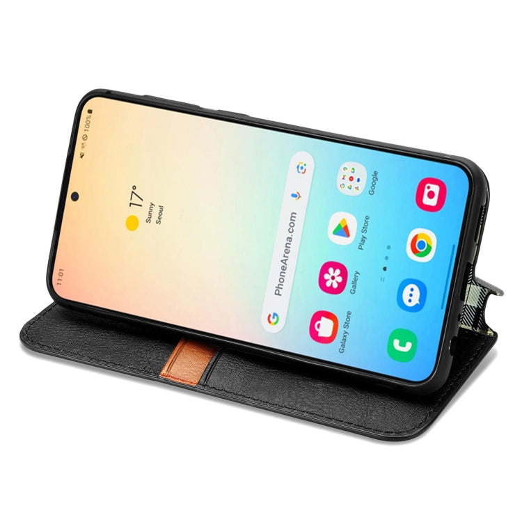 For Samsung Galaxy S25 5G Cubic Grid Pressed Magnetic Leather Phone Case(Black) - Galaxy S25 5G Cases by PMC Jewellery | Online Shopping South Africa | PMC Jewellery | Buy Now Pay Later Mobicred