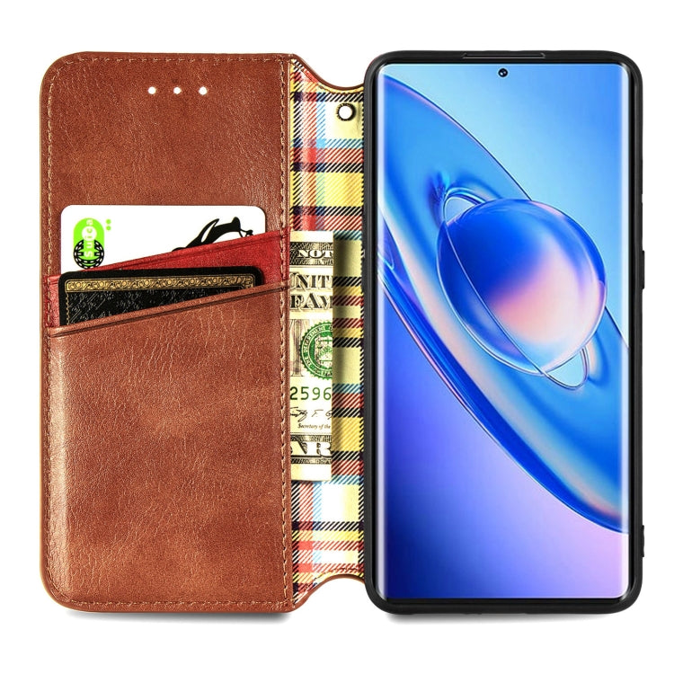 For Blackview A200 Pro Cubic Grid Pressed Magnetic Leather Phone Case(Brown) - More Brand by PMC Jewellery | Online Shopping South Africa | PMC Jewellery