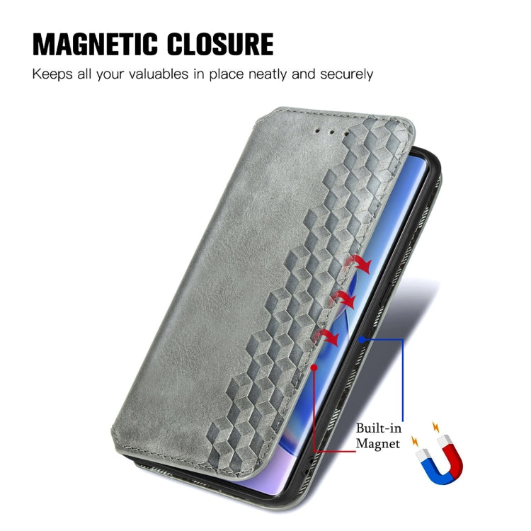 For Blackview A200 Pro Cubic Grid Pressed Magnetic Leather Phone Case(Grey) - More Brand by PMC Jewellery | Online Shopping South Africa | PMC Jewellery