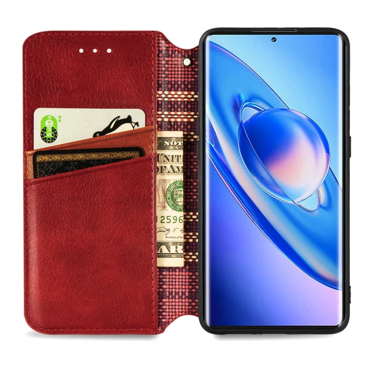 For Blackview A200 Pro Cubic Grid Pressed Magnetic Leather Phone Case(Red) - More Brand by PMC Jewellery | Online Shopping South Africa | PMC Jewellery