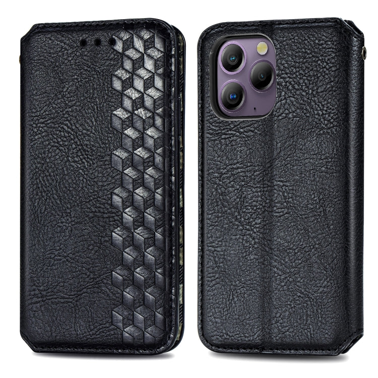 For Blackview A96 Cubic Grid Pressed Magnetic Leather Phone Case(Black) - More Brand by PMC Jewellery | Online Shopping South Africa | PMC Jewellery