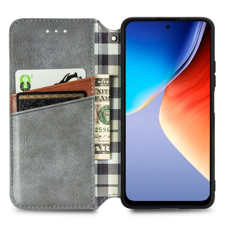 For Blackview A96 Cubic Grid Pressed Magnetic Leather Phone Case(Grey) - More Brand by PMC TechLife | Online Shopping South Africa | PMC TechLife