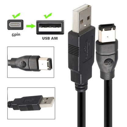 JUNSUNMAY Firewire IEEE 1394 6 Pin Male to USB 2.0 Male Adaptor Convertor Cable Cord, Length:3m - USB Cable by JUNSUNMAY | Online Shopping South Africa | PMC Jewellery | Buy Now Pay Later Mobicred