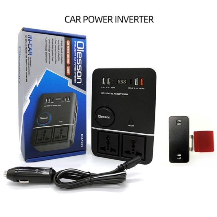 USB+Type-C to 220V QC3.0 200W Power Socket Cigarette Lighter Car Power Inverter - Car Charger by PMC Jewellery | Online Shopping South Africa | PMC Jewellery | Buy Now Pay Later Mobicred