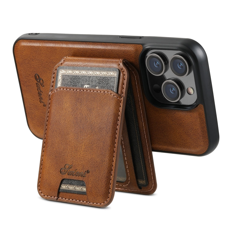 For iPhone 15 Pro Suteni H15 MagSafe Oil Eax Leather Detachable Wallet Back Phone Case(Brown) - iPhone 15 Pro Cases by Suteni | Online Shopping South Africa | PMC Jewellery