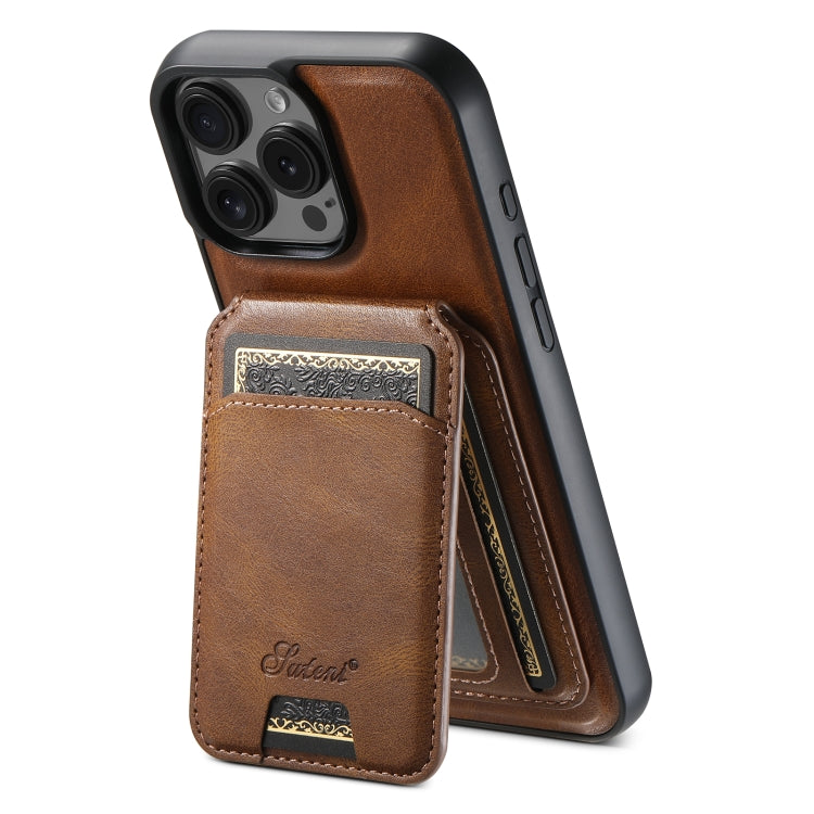 For iPhone 16 Pro Suteni H15 MagSafe Oil Eax Leather Detachable Wallet Back Phone Case(Brown) - iPhone 16 Pro Cases by Suteni | Online Shopping South Africa | PMC Jewellery | Buy Now Pay Later Mobicred