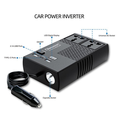 12V to 220V Car High-Power 200W Power Socket Car Charger Cigarette Lighter Car Inverter - Car Charger by PMC Jewellery | Online Shopping South Africa | PMC Jewellery | Buy Now Pay Later Mobicred