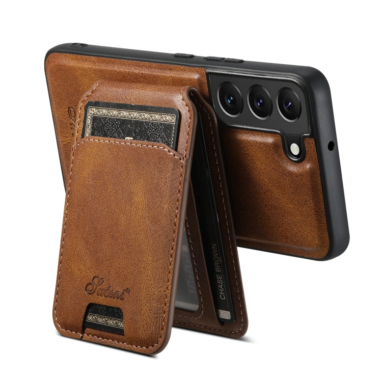 For Samsung Galaxy S22+ 5G Suteni H15 MagSafe Oil Eax Leather Detachable Wallet Back Phone Case(Khaki) - Galaxy S22 5G Cases by Suteni | Online Shopping South Africa | PMC Jewellery