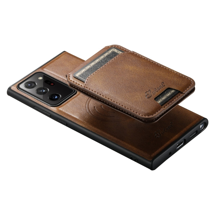 For Samsung Galaxy Note20 Ultra 5G Suteni H15  Oil Eax Leather Detachable Wallet Back Phone Case(Brown) - Galaxy Note20 Ultra Cases by Suteni | Online Shopping South Africa | PMC Jewellery | Buy Now Pay Later Mobicred