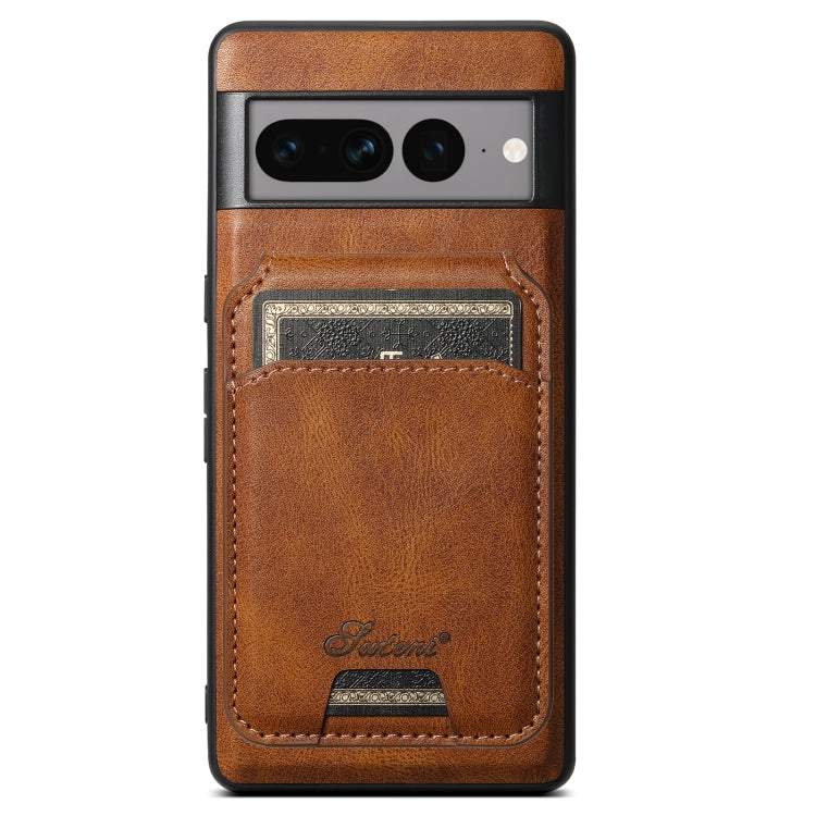 For Google Pixel 7a Suteni H15 Oil Eax Leather Detachable Wallet Back Phone Case(Brown) - Google Cases by Suteni | Online Shopping South Africa | PMC Jewellery | Buy Now Pay Later Mobicred