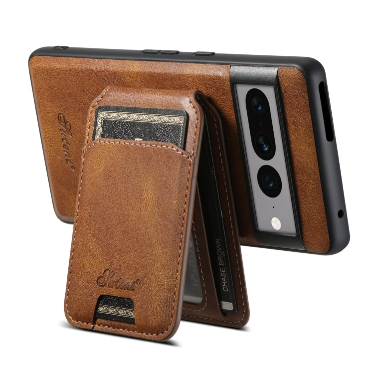 For Google Pixel 7 Pro Suteni H15 Oil Eax Leather Detachable Wallet Back Phone Case(Brown) - Google Cases by Suteni | Online Shopping South Africa | PMC Jewellery | Buy Now Pay Later Mobicred