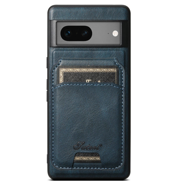 For Google Pixel 7 Suteni H15 Oil Eax Leather Detachable Wallet Back Phone Case(Blue) - Google Cases by Suteni | Online Shopping South Africa | PMC Jewellery | Buy Now Pay Later Mobicred