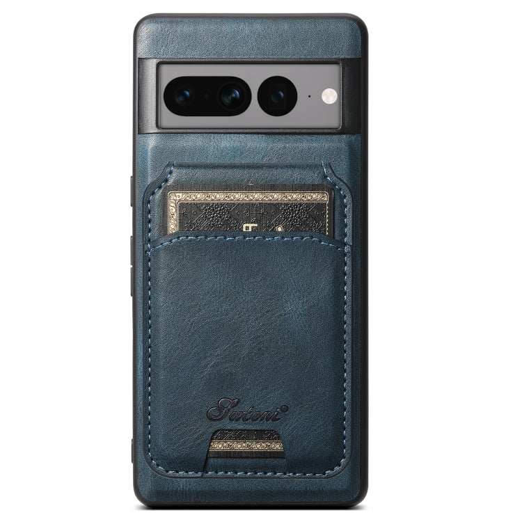 For Google Pixel 8a Suteni H15 Oil Eax Leather Detachable Wallet Back Phone Case(Blue) - Google Cases by Suteni | Online Shopping South Africa | PMC Jewellery | Buy Now Pay Later Mobicred