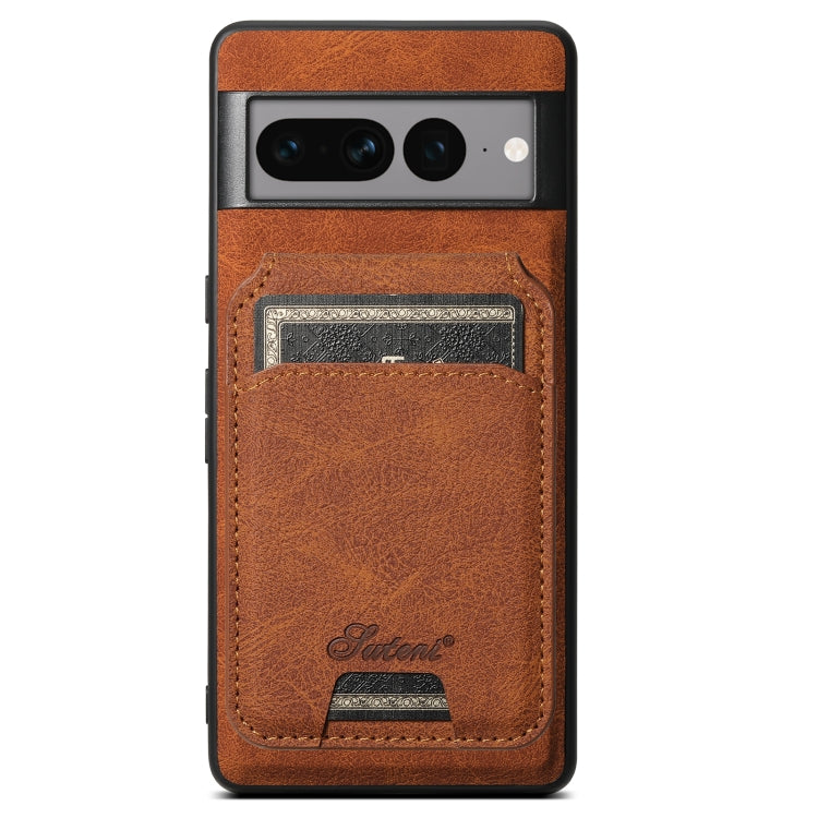 For Google Pixel 7a Suteni H16 Litchi Texture Leather Detachable Wallet Back Phone Case(Khaki) - Google Cases by Suteni | Online Shopping South Africa | PMC TechLife | Buy Now Pay Later Mobicred