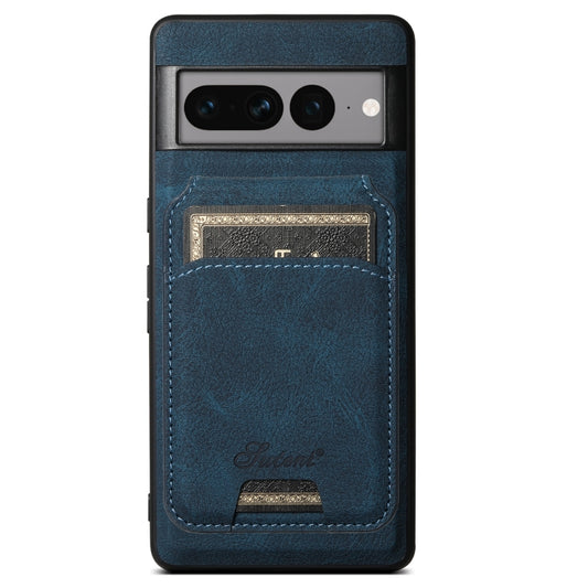 For Google Pixel 7 Pro Suteni H16 Litchi Texture Leather Detachable Wallet Back Phone Case(Blue) - Google Cases by Suteni | Online Shopping South Africa | PMC Jewellery | Buy Now Pay Later Mobicred