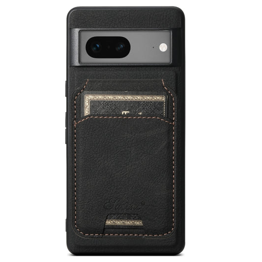 For Google Pixel 7 Suteni H16 Litchi Texture Leather Detachable Wallet Back Phone Case(Black) - Google Cases by Suteni | Online Shopping South Africa | PMC Jewellery | Buy Now Pay Later Mobicred