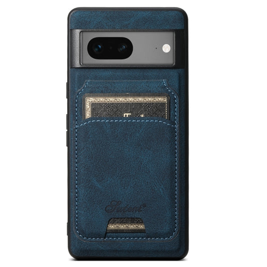 For Google Pixel 7 Suteni H16 Litchi Texture Leather Detachable Wallet Back Phone Case(Blue) - Google Cases by Suteni | Online Shopping South Africa | PMC Jewellery | Buy Now Pay Later Mobicred