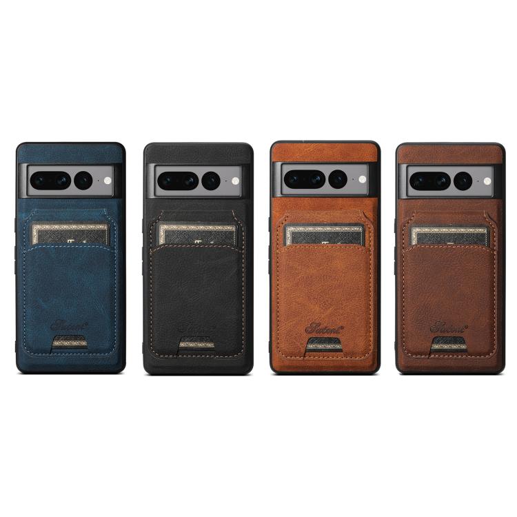 For Google Pixel 7 Suteni H16 Litchi Texture Leather Detachable Wallet Back Phone Case(Brown) - Google Cases by Suteni | Online Shopping South Africa | PMC TechLife | Buy Now Pay Later Mobicred