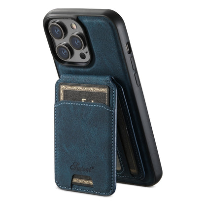 For iPhone 15 Plus Suteni H16 Litchi Texture Leather Detachable Wallet Back Phone Case(Blue) - iPhone 15 Plus Cases by Suteni | Online Shopping South Africa | PMC Jewellery | Buy Now Pay Later Mobicred