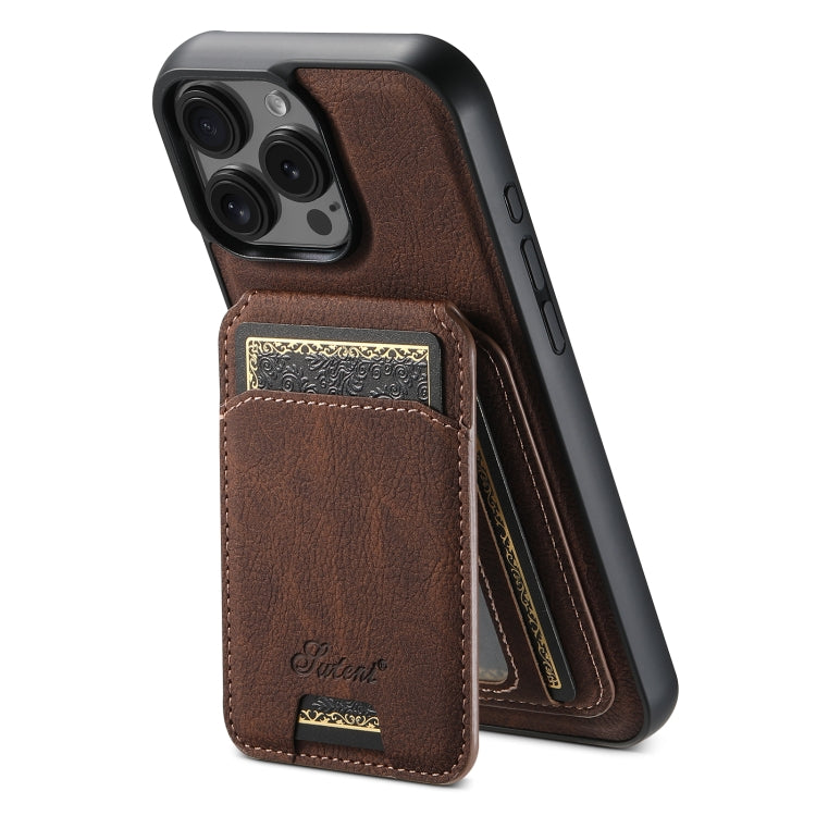 For iPhone 16 Pro Suteni H16 Litchi Texture Leather Detachable Wallet Back Phone Case(Brown) - iPhone 16 Pro Cases by Suteni | Online Shopping South Africa | PMC Jewellery | Buy Now Pay Later Mobicred