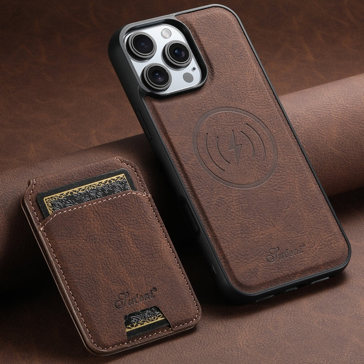 For iPhone 16 Pro Suteni H16 Litchi Texture Leather Detachable Wallet Back Phone Case(Brown) - iPhone 16 Pro Cases by Suteni | Online Shopping South Africa | PMC Jewellery | Buy Now Pay Later Mobicred