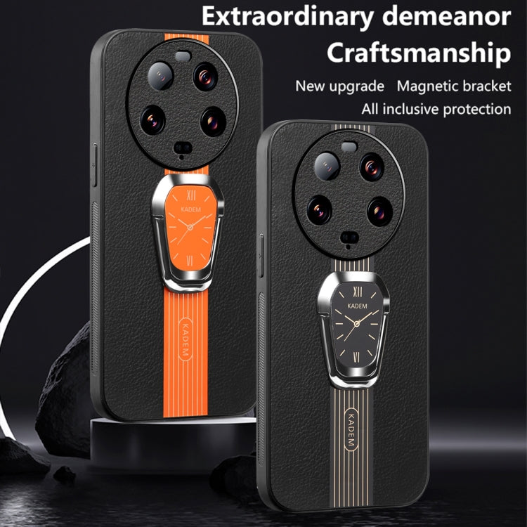 For Xiaomi 13 Ultra Magnetic Litchi Leather Back Phone Case with Holder(Orange) - 13 Ultra Cases by PMC Jewellery | Online Shopping South Africa | PMC Jewellery | Buy Now Pay Later Mobicred