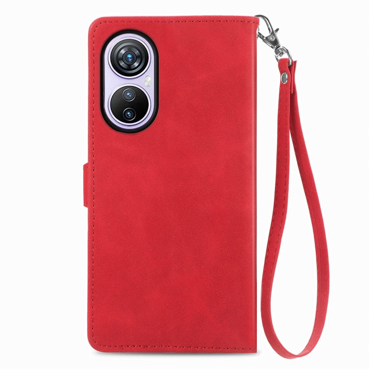 For Blackview A200 Pro Embossed Flower Zipper Leather Phone Case(Red) - More Brand by PMC Jewellery | Online Shopping South Africa | PMC Jewellery