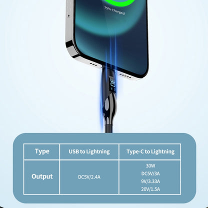 ENKAY PD30W Type-C to 8 Pin Fast Charging Data Silicone Cable with LED Display, Length:2m(Black) - 2 in 1 Cable by ENKAY | Online Shopping South Africa | PMC Jewellery | Buy Now Pay Later Mobicred