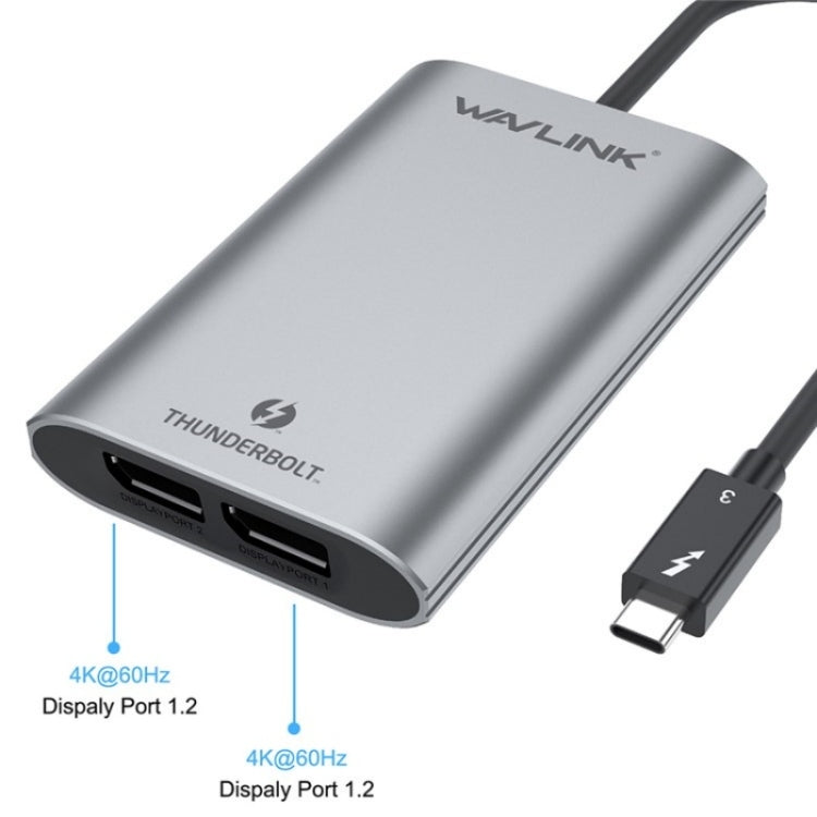 WAVLINK WL-UTA02D Thunderbolt 3 to Dual DisplayPort Adapter Converter Support 4K / 60Hz -  by WAVLINK | Online Shopping South Africa | PMC Jewellery | Buy Now Pay Later Mobicred