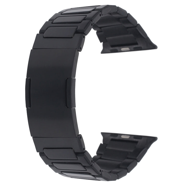 For Apple Watch Series 8 41mm Stainless Steel H-Shaped Fold Buckle Watch Band(Black) - Watch Bands by PMC Jewellery | Online Shopping South Africa | PMC Jewellery