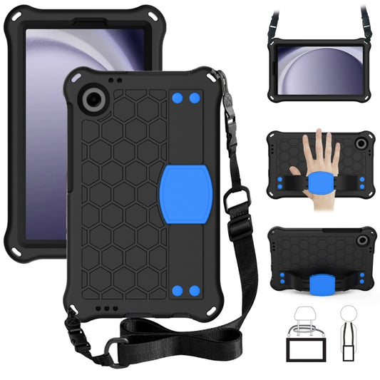 For Samsung Galaxy Tab A9 8.7 X110/X115 Honeycomb EVA Hybrid PC Tablet Case with Strap(Black+Blue) - Galaxy Tab A9 by PMC Jewellery | Online Shopping South Africa | PMC Jewellery