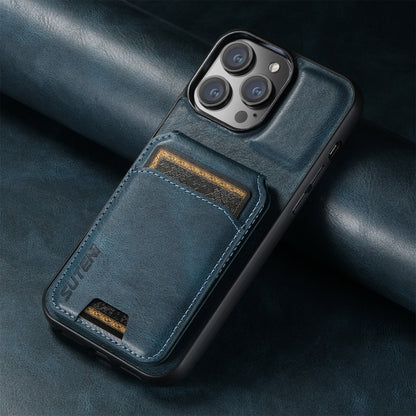 For iPhone 16 Plus Suteni H02 Leather Wallet Stand Back Phone Case(Blue) - iPhone 16 Plus Cases by Suteni | Online Shopping South Africa | PMC Jewellery | Buy Now Pay Later Mobicred