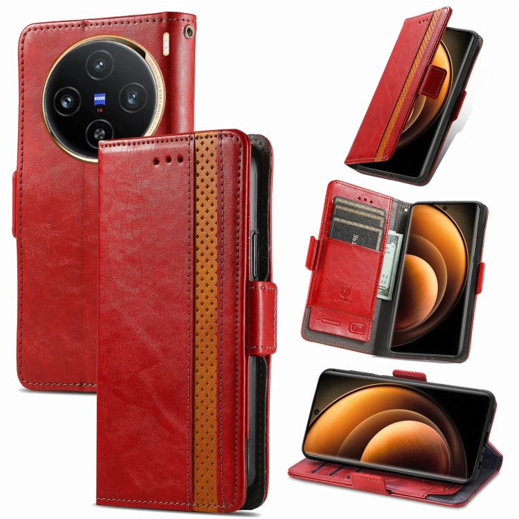 For vivo X100 CaseNeo Splicing Dual Magnetic Buckle Leather Phone Case(Red) - X100 Cases by imak | Online Shopping South Africa | PMC Jewellery | Buy Now Pay Later Mobicred