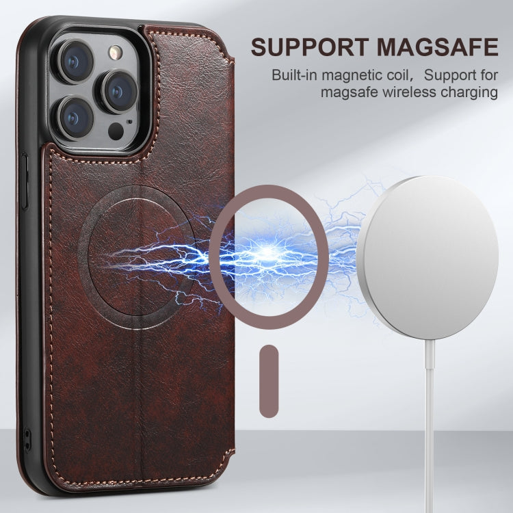 For iPhone 15 Pro Suteni J05 Leather Magnetic MagSafe Phone Case(Brown) - iPhone 15 Pro Cases by Suteni | Online Shopping South Africa | PMC Jewellery | Buy Now Pay Later Mobicred