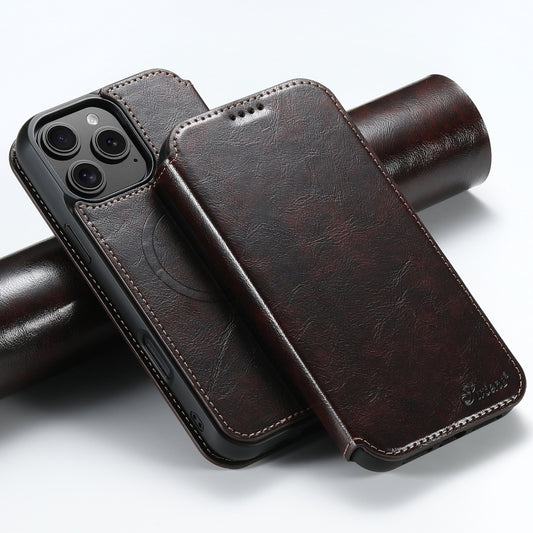 For iPhone 16 Pro Suteni J05 Leather Magnetic MagSafe Phone Case(Brown) - iPhone 16 Pro Cases by Suteni | Online Shopping South Africa | PMC Jewellery | Buy Now Pay Later Mobicred