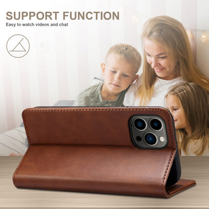 For iPhone 16 Plus Suteni Calf Texture Horizontal Flip Leather Phone Case(Brown) - iPhone 16 Plus Cases by Suteni | Online Shopping South Africa | PMC Jewellery | Buy Now Pay Later Mobicred