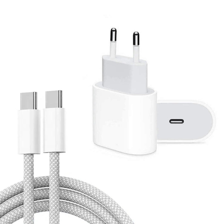 PD35W USB-C / Type-C Port Charger with 1m Type-C to Type-C Data Cable, EU Plug - USB Charger by PMC Jewellery | Online Shopping South Africa | PMC Jewellery