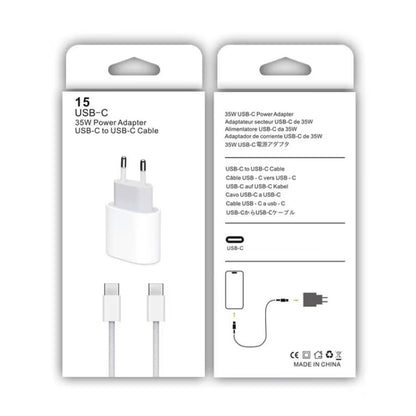 PD35W USB-C / Type-C Port Charger with 1m Type-C to Type-C Data Cable, EU Plug - USB Charger by PMC Jewellery | Online Shopping South Africa | PMC Jewellery