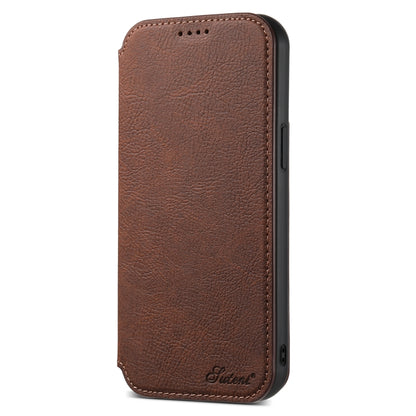 For iPhone 15 Pro Max Suteni J06 Retro Matte Litchi Texture Leather MagSafe Phone Case(Brown) - iPhone 15 Pro Max Cases by Suteni | Online Shopping South Africa | PMC Jewellery | Buy Now Pay Later Mobicred