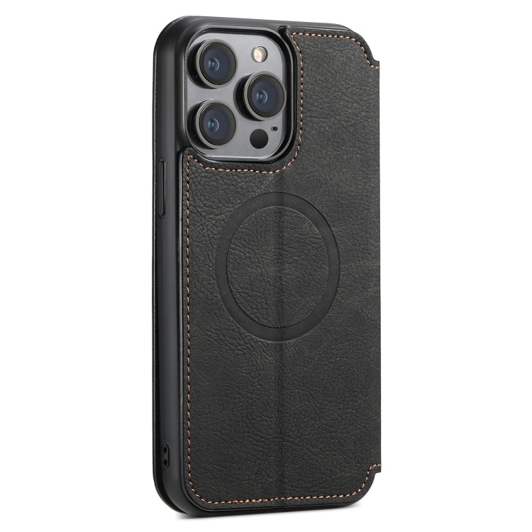 For iPhone 15 Pro Suteni J06 Retro Matte Litchi Texture Leather MagSafe Phone Case(Black) - iPhone 15 Pro Cases by Suteni | Online Shopping South Africa | PMC Jewellery | Buy Now Pay Later Mobicred