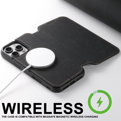 For iPhone 16 Pro Suteni J06 Retro Matte Litchi Texture Leather MagSafe Phone Case(Black) - iPhone 16 Pro Cases by Suteni | Online Shopping South Africa | PMC Jewellery | Buy Now Pay Later Mobicred