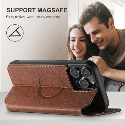 For iPhone 16 Plus Suteni J06 Retro Matte Litchi Texture Leather MagSafe Phone Case(Brown) - iPhone 16 Plus Cases by Suteni | Online Shopping South Africa | PMC Jewellery | Buy Now Pay Later Mobicred