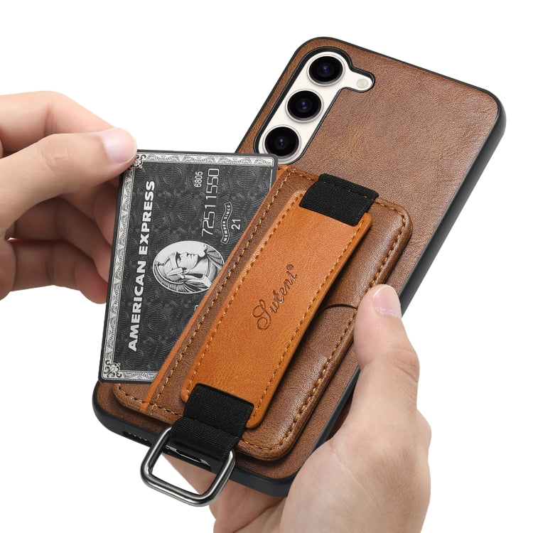 For Samsung Galaxy S24+  5G Suteni H13 Card Wallet Wrist Strap Holder PU Phone Case(Brown) - Galaxy S24+ 5G Cases by Suteni | Online Shopping South Africa | PMC Jewellery | Buy Now Pay Later Mobicred